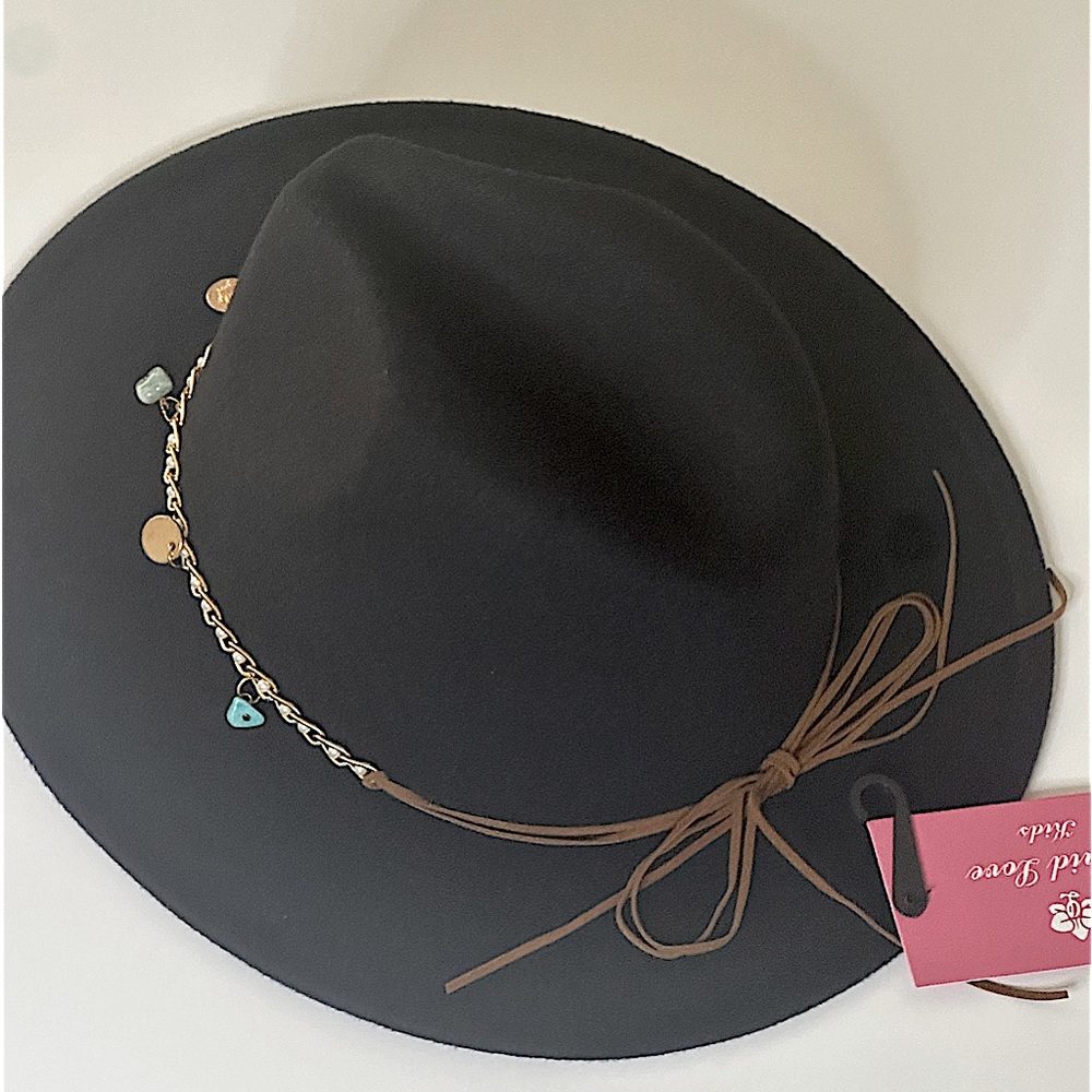 Orchid Love Kids Hat Felt Fedora Girls - Color Black New!